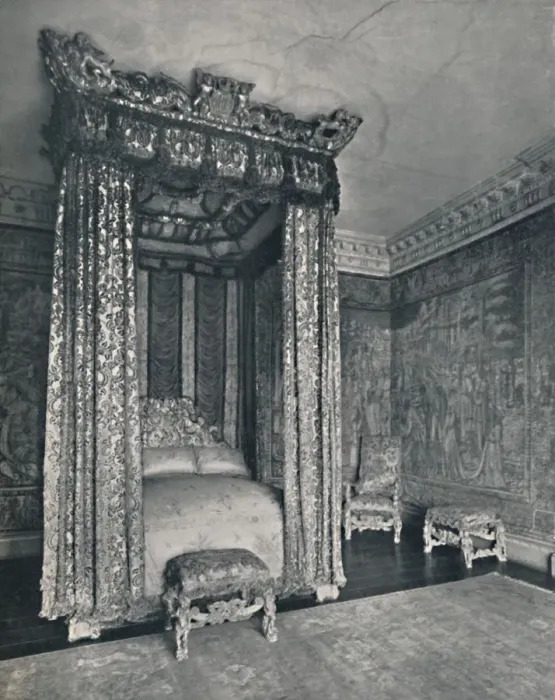 Framed Print : The Venetian Ambassadors Rom at Knole. The Bedstead Made for James I, The Chair Framed Print : The Venetian Ambassadors Rom at Knole. The Bedstead Made for James I, The Chair