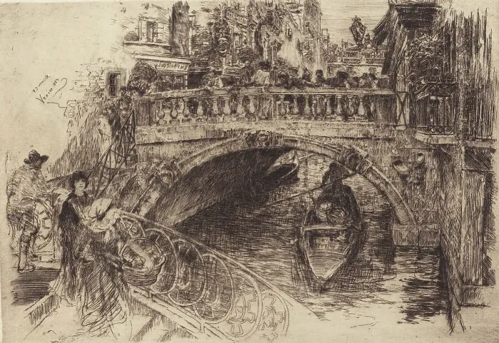 Framed Print : Venetian Bridge, 1884. Creator: Frank Duveneck