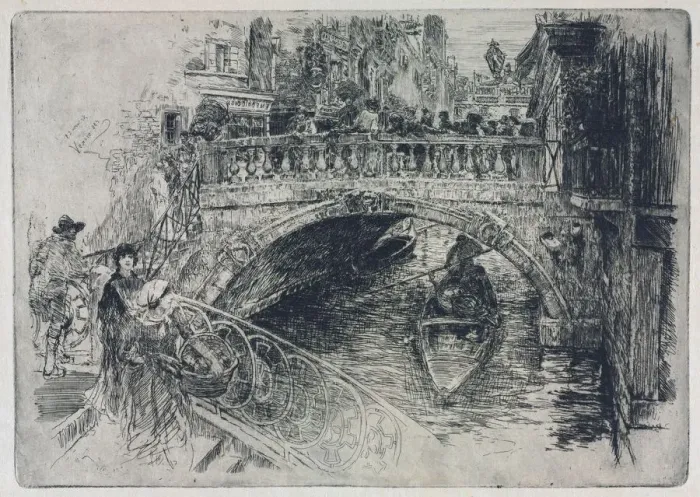 Framed Print : Venetian Bridge, 1884. Creator: Frank Duveneck (American, 1848-1919) Framed Print : Venetian Bridge, 1884. Creator: Frank Duveneck (American, 1848-1919)