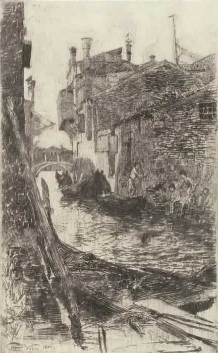Framed Print : A Venetian Canal, 1880. Creator: Charles Abel Corwin Framed Print : A Venetian Canal, 1880. Creator: Charles Abel Corwin
