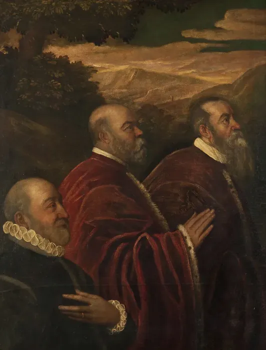 Framed Print : Three Venetian Counsellors, 16th century. Creator: Circle of Jacopo Tintoretto Framed Print : Three Venetian Counsellors, 16th century. Creator: Circle of Jacopo Tintoretto