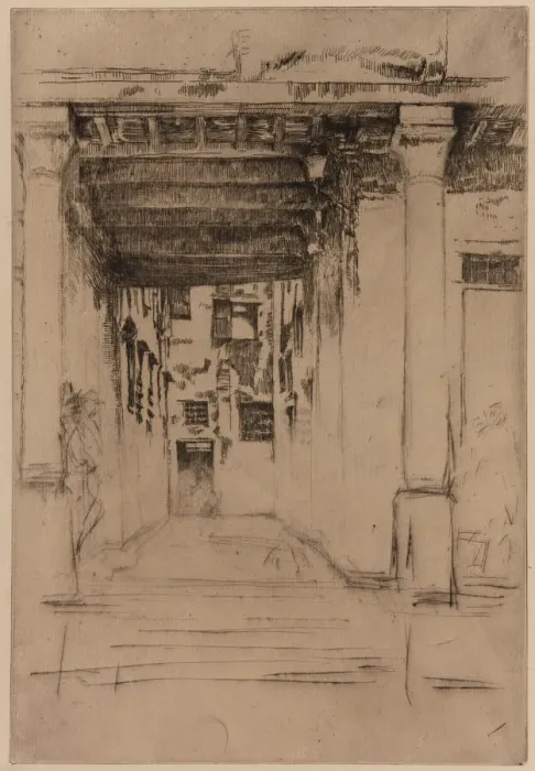 Framed Print : Venetian Court, 1879-1880. Creator: James Abbott McNeill Whistler Framed Print : Venetian Court, 1879-1880. Creator: James Abbott McNeill Whistler