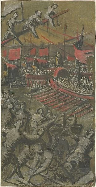 Venetian Ships Attacking Constantinople, 1598 / 1605. Creator: Domenico Tintoretto