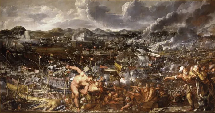 Framed Print : The Venetian Victory over the Turks in the Battle of the Dardanelles, 1663. Creator: Liberi, Pietro (1605-1687) Framed Print : The Venetian Victory over the Turks in the Battle of the Dardanelles, 1663. Creator: Liberi, Pietro (1605-1687)