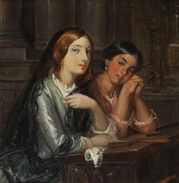 Framed Print : Venetian women in a church (outline for a painting with the same title, 1854), c1853. Creator: Wilhelm Marstrand Framed Print : Venetian women in a church (outline for a painting with the same title, 1854), c1853. Creator: Wilhelm Marstrand