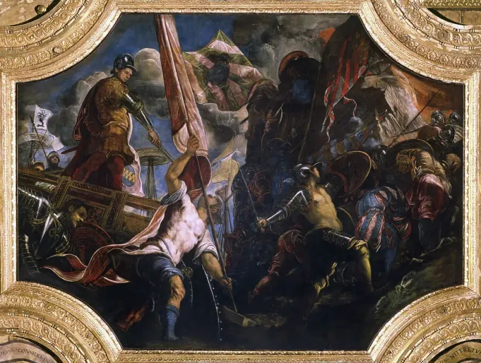 Framed Print : Venetians conquer Gallipoli (War of Ferrara or Salt War against the Duke...), ca 1580-1582. Creator: Tintoretto, Jacopo (1518-1594) Framed Print : Venetians conquer Gallipoli (War of Ferrara or Salt War against the Duke...), ca 1580-1582. Creator: Tintoretto, Jacopo (1518-1594)