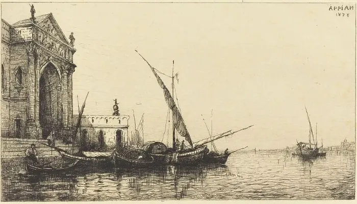 Framed Print : At Venice, 1878. Creator: Adolphe Appian Framed Print : At Venice, 1878. Creator: Adolphe Appian