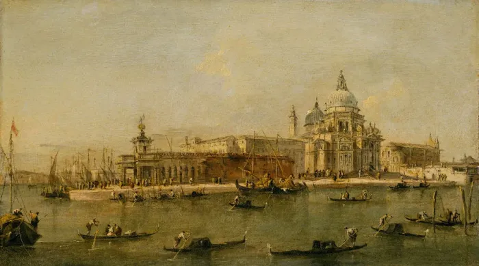 Framed Print : Venice: The Dogana and Santa Maria della Salute. Creator: Workshop of Francesco Guardi (Italian Framed Print : Venice: The Dogana and Santa Maria della Salute. Creator: Workshop of Francesco Guardi (Italian