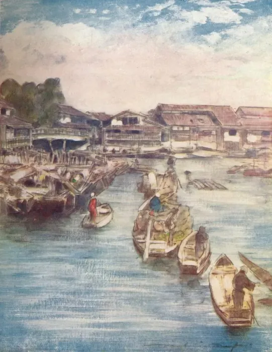 Framed Print : The Venice of Japan, c1887, (1901). Artist: Mortimer L Menpes Framed Print : The Venice of Japan, c1887, (1901). Artist: Mortimer L Menpes