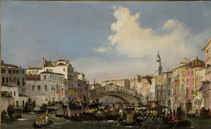 Framed Print : Venice, Regatta on the Grand Canal, ca 1848 Framed Print : Venice, Regatta on the Grand Canal, ca 1848