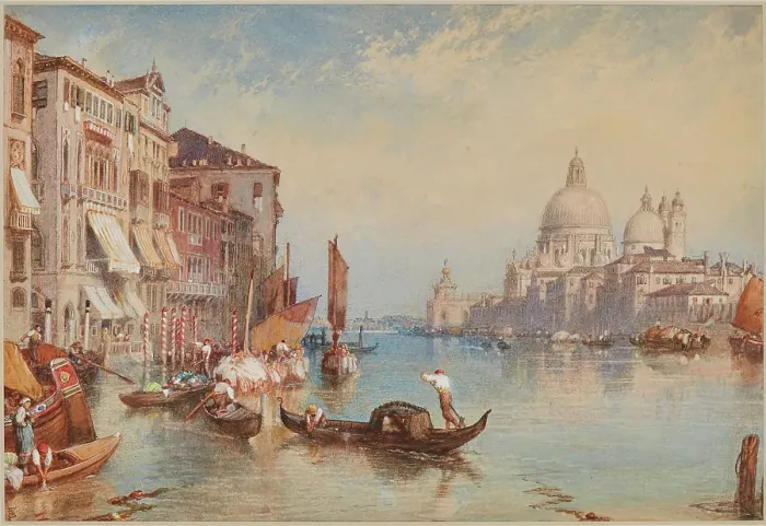 Framed Print : Venice: Santa Maria della Salute from the Grand Canal, about 1870. Creator: Birket Foster Framed Print : Venice: Santa Maria della Salute from the Grand Canal, about 1870. Creator: Birket Foster