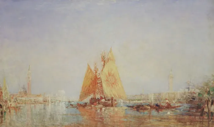 Framed Print : Venise, Trabaccolo à la voile jaune, between 1870 and 1890. Creator: Felix Francois Georges Philibert Ziem Framed Print : Venise, Trabaccolo à la voile jaune, between 1870 and 1890. Creator: Felix Francois Georges Philibert Ziem