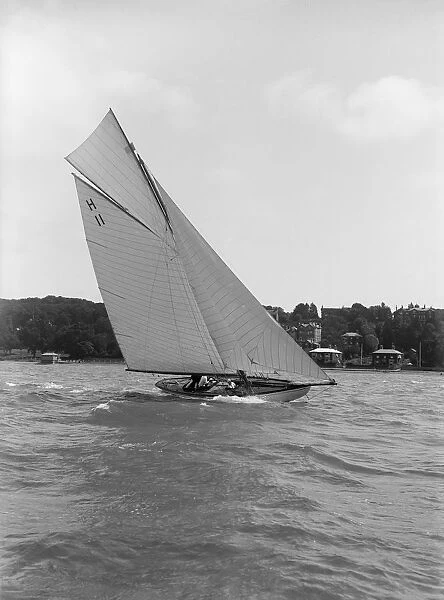 Ventana (H11) an early 8 Metre class yacht sails close-hauled, 1914. Creator