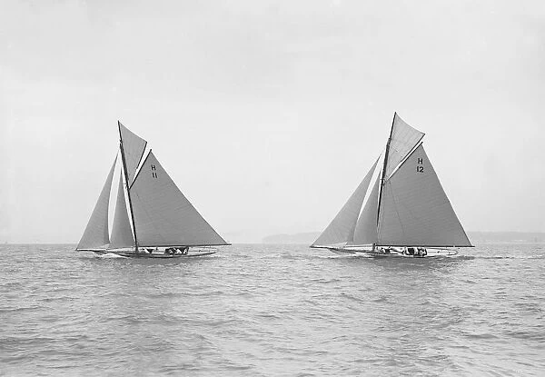 Ventana and The Truant racing upwind, 1913. Creator: Kirk & Sons of Cowes
