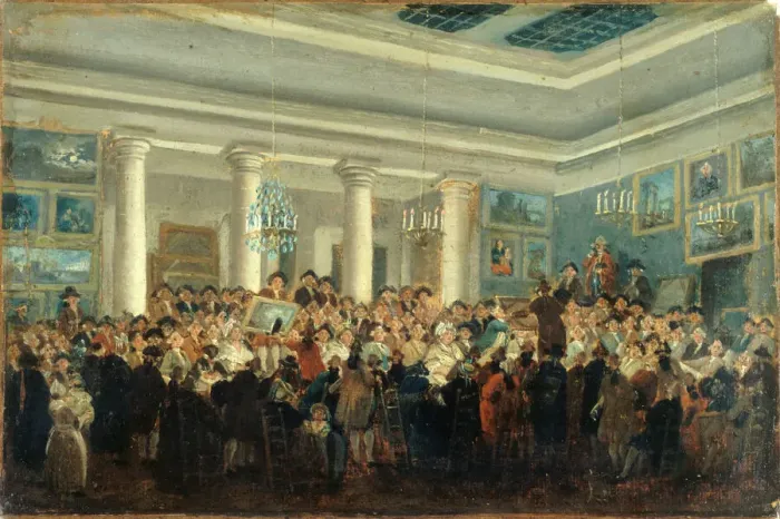 Framed Print : Vente publique de tableaux (Public sale of paintings), c. 1785 Framed Print : Vente publique de tableaux (Public sale of paintings), c. 1785
