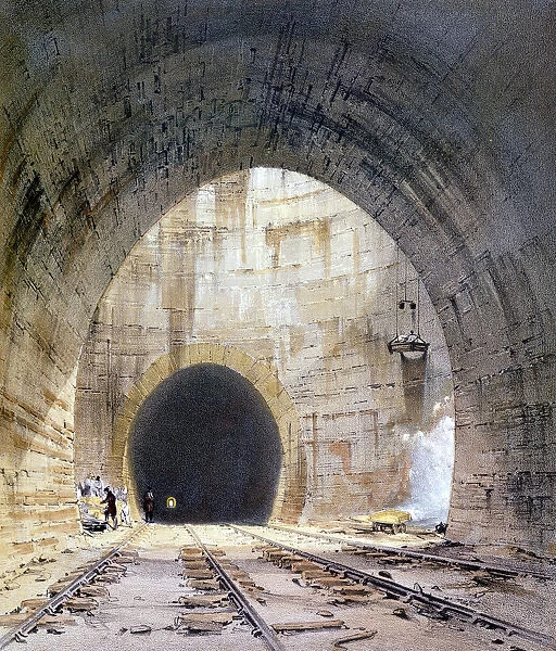 Ventilation shaft in Kilsby Tunnel, Northamptonshire, London & Birmingham Railway, 1839. Artist: John Cooke Bourne