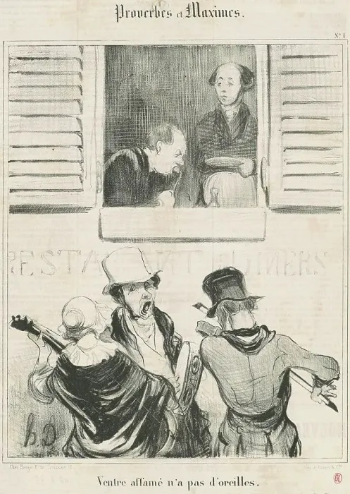 Framed Print : Ventre affamé n'a pas d'orleilles, 19th century. Creator: Honore Daumier Framed Print : Ventre affamé n'a pas d'orleilles, 19th century. Creator: Honore Daumier