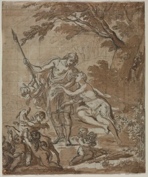 Framed Print : Venus and Adonis, 1713. Creator: Unknown Framed Print : Venus and Adonis, 1713. Creator: Unknown