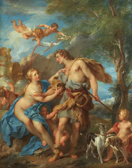 Framed Print : Venus and Adonis, 1729. Creator: Francois Lemoyne Framed Print : Venus and Adonis, 1729. Creator: Francois Lemoyne