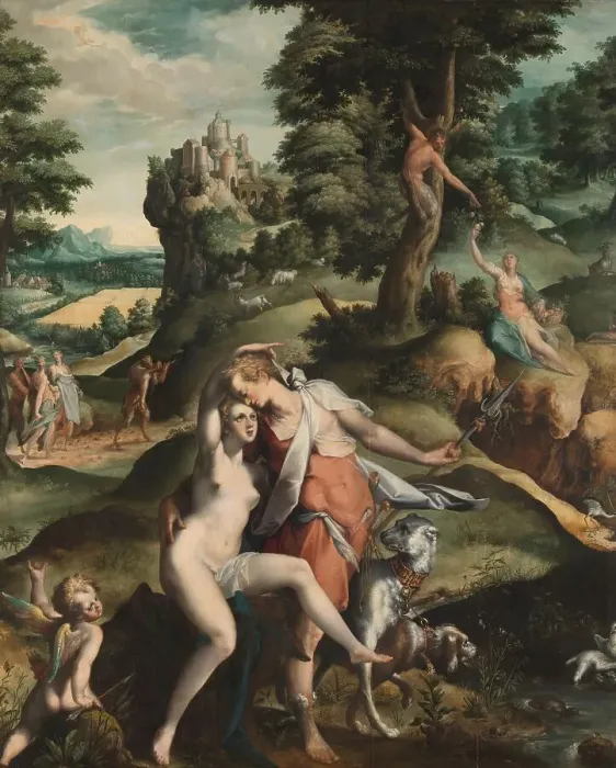 Framed Print : Venus and Adonis, c.1585-c.1590. Creator: Bartholomeus Spranger Framed Print : Venus and Adonis, c.1585-c.1590. Creator: Bartholomeus Spranger