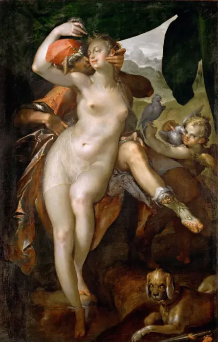 Framed Print : Venus and Adonis, ca 1595-1597. Artist: Spranger, Bartholomeus (1546-1611) Framed Print : Venus and Adonis, ca 1595-1597. Artist: Spranger, Bartholomeus (1546-1611)