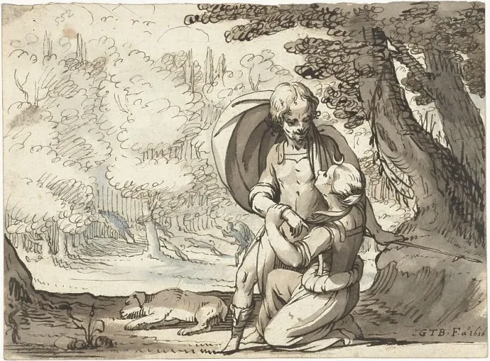 Framed Print : Venus and Adonis in conversation, 1616. Creator: Gerard ter Borch I Framed Print : Venus and Adonis in conversation, 1616. Creator: Gerard ter Borch I