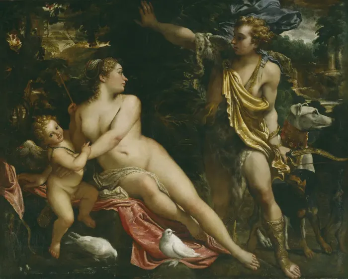 Framed Print : Venus, Adonis and Cupid. Artist: Carracci, Annibale (1560-1609) Framed Print : Venus, Adonis and Cupid. Artist: Carracci, Annibale (1560-1609)