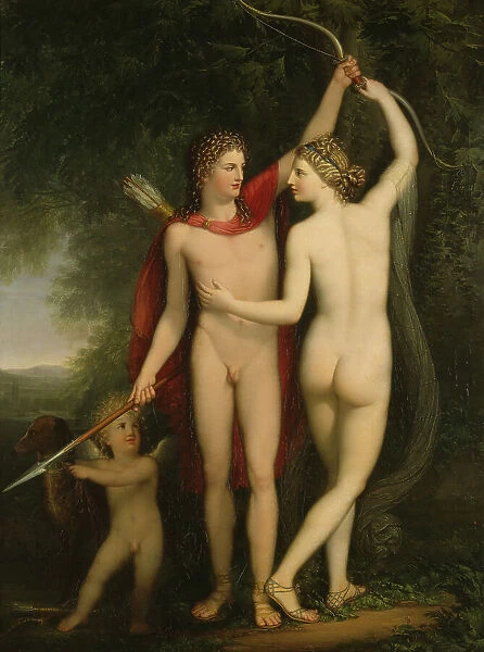 Venus, Adonis and Cupid, late 18th century. Creator: Jonas Akerstrom