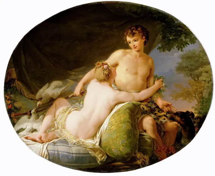Framed Print : Venus and Adonis, mid-late 18th century. Creator: Hugues Taraval Framed Print : Venus and Adonis, mid-late 18th century. Creator: Hugues Taraval