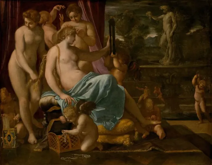 Framed Print : Venus Adorned by the Graces, 1590 / 1595. Creator: Annibale Carracci Framed Print : Venus Adorned by the Graces, 1590 / 1595. Creator: Annibale Carracci