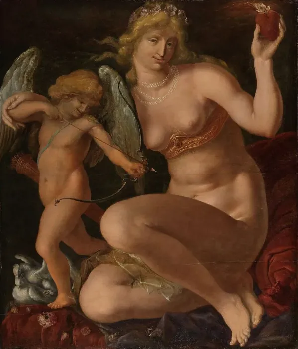 Framed Print : Venus and Amor, 1605-1610. Creator: Jacques de Gheyn II Framed Print : Venus and Amor, 1605-1610. Creator: Jacques de Gheyn II