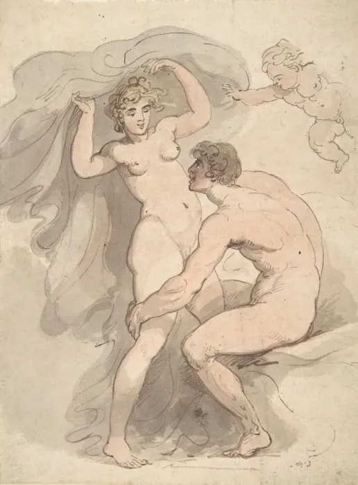 Framed Print : Venus, Anchises and Cupid, 1780-1827. Creator: Thomas Rowlandson Framed Print : Venus, Anchises and Cupid, 1780-1827. Creator: Thomas Rowlandson