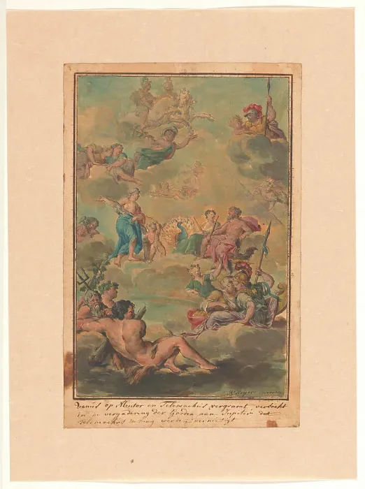 Framed Print : Venus, in the assembly of the gods, asks Jupiter to allow him to destroy Telemachus, 1719-1775. Creator: Ruik Keyert Framed Print : Venus, in the assembly of the gods, asks Jupiter to allow him to destroy Telemachus, 1719-1775. Creator: Ruik Keyert