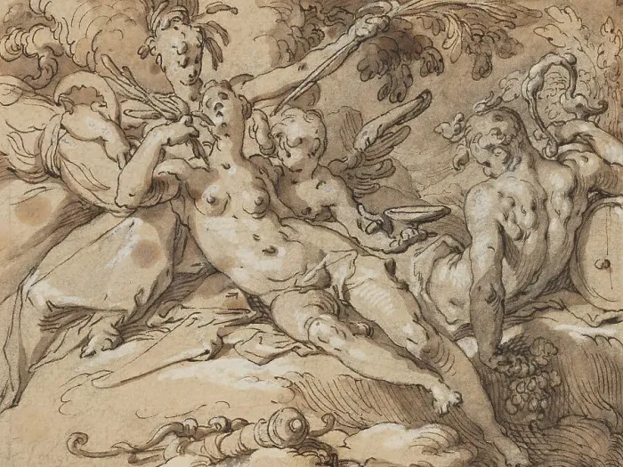 Framed Print : Venus and Bacchus (Without Ceres and Bacchus Venus would Frieze), 1590-95. Creator: Abraham Bloemaert Framed Print : Venus and Bacchus (Without Ceres and Bacchus Venus would Frieze), 1590-95. Creator: Abraham Bloemaert
