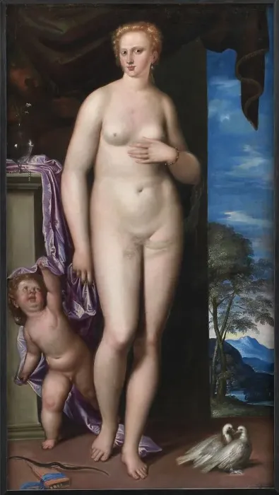 Framed Print : Venus and Cupid, 1531-1578. Creator: Simone Peterzano