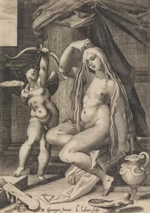 Framed Print : Venus and Cupid, 1571-1650. Creator: Sadeler Framed Print : Venus and Cupid, 1571-1650. Creator: Sadeler