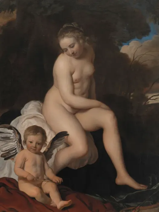 Framed Print : Venus and Cupid, 1628-1670. Creators: Jacob van Loo, Bartholomeus van der Helst