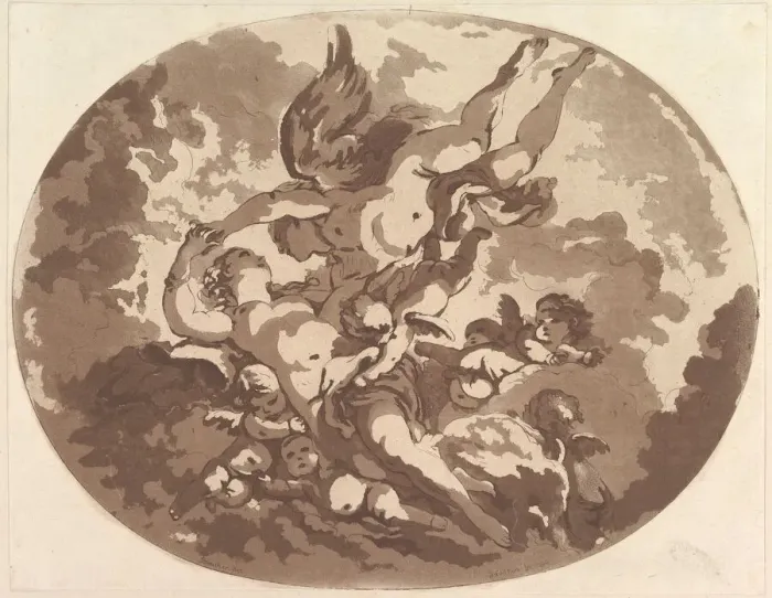 Framed Print : Venus and Cupid, 1766. Creator: Jean Claude Richard Saint-Non Framed Print : Venus and Cupid, 1766. Creator: Jean Claude Richard Saint-Non