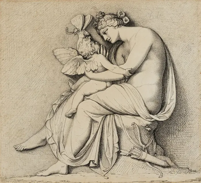 Framed Print : Venus and Cupid, 1789. Creator: John Deare Framed Print : Venus and Cupid, 1789. Creator: John Deare