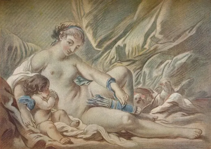 Framed Print : Venus and Cupid, 18th century, (1919). Artist: Louis Marin Bonnet Framed Print : Venus and Cupid, 18th century, (1919). Artist: Louis Marin Bonnet