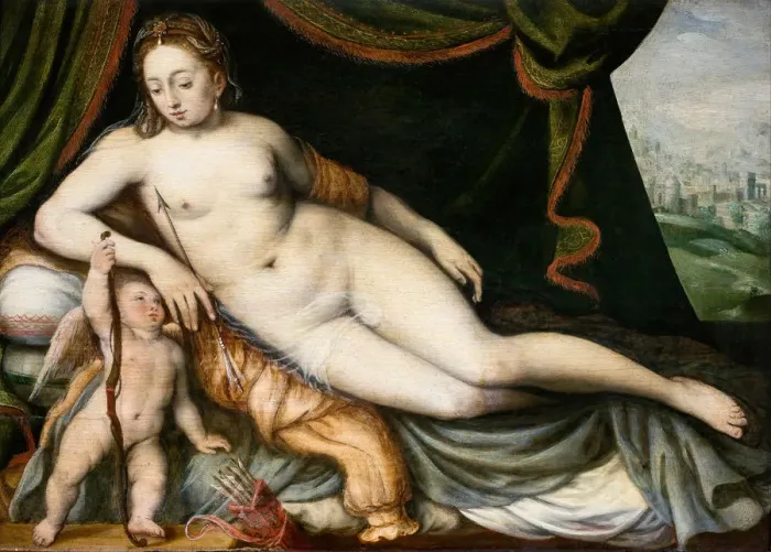 Framed Print : Venus and Cupid. Artist: Floris, Frans, the Elder (1519-1570) Framed Print : Venus and Cupid. Artist: Floris, Frans, the Elder (1519-1570)