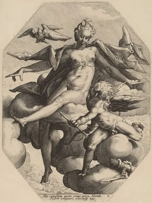 Framed Print : Venus and Cupid, c.1587. Creator: Jacob Matham Framed Print : Venus and Cupid, c.1587. Creator: Jacob Matham
