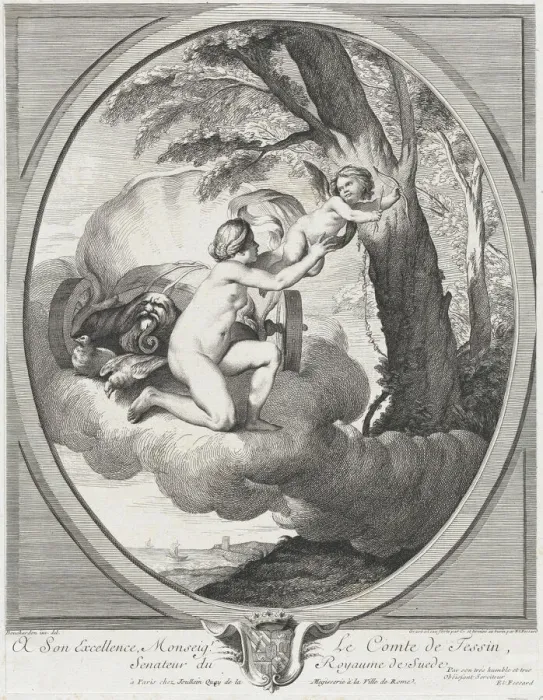 Framed Print : Venus and Cupid on a Cloud, 1730-67. Creator: Johann Justin Preissler Framed Print : Venus and Cupid on a Cloud, 1730-67. Creator: Johann Justin Preissler