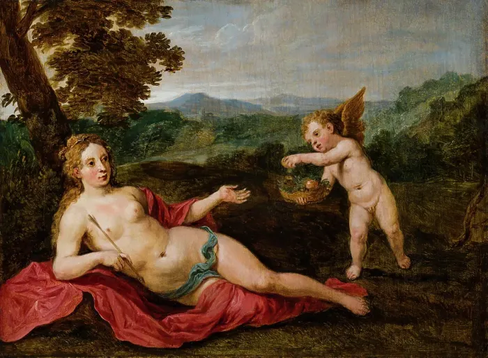 Framed Print : Venus and Cupid. Creator: David Teniers II Framed Print : Venus and Cupid. Creator: David Teniers II