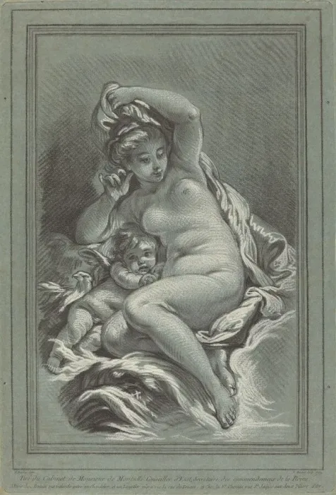 Framed Print : Venus and Cupid on a Dolphin, 1767. Creators: Louis Marin Bonnet Framed Print : Venus and Cupid on a Dolphin, 1767. Creators: Louis Marin Bonnet