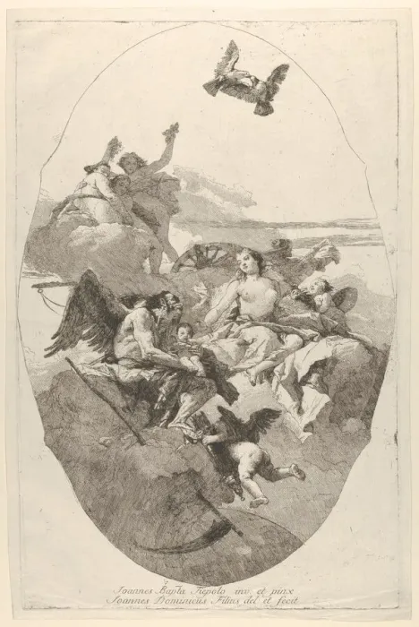 Framed Print : Venus entrusting Cupid to Time, 1758-80. Creator: Giovanni Domenico Tiepolo