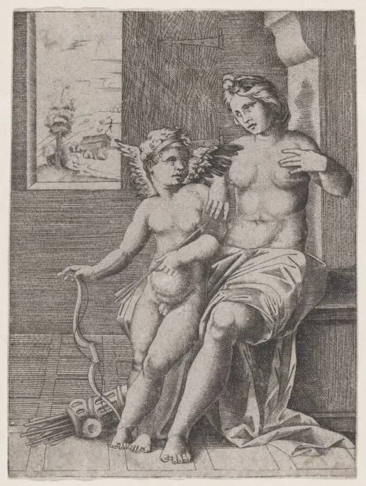 Framed Print : Venus and Eros, ca. 1514-36. ca. 1514-36. Creator: Anon Framed Print : Venus and Eros, ca. 1514-36. ca. 1514-36. Creator: Anon