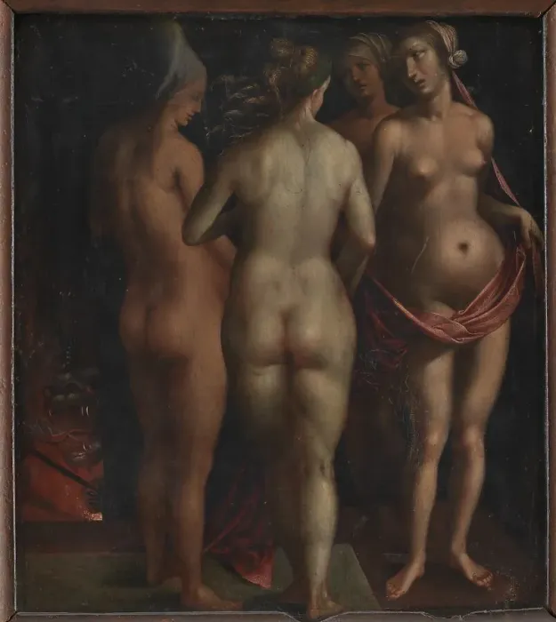 Framed Print : Venus and the Three Graces, 1497-1596. Creator: Copy after Albrecht Dürer (1471-1528) Framed Print : Venus and the Three Graces, 1497-1596. Creator: Copy after Albrecht Dürer (1471-1528)