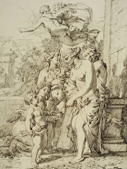 Framed Print : Venus and the Graces prepare Cupid's arrows. Creator: Gerard de Lairesse Framed Print : Venus and the Graces prepare Cupid's arrows. Creator: Gerard de Lairesse