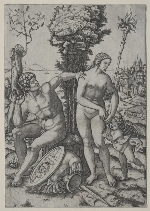 Framed Print : Venus, Mars and Cupid, 1508. Creator: Marcantonio Raimondi (Italian, 1470 / 82-1527 / 34) Framed Print : Venus, Mars and Cupid, 1508. Creator: Marcantonio Raimondi (Italian, 1470 / 82-1527 / 34)